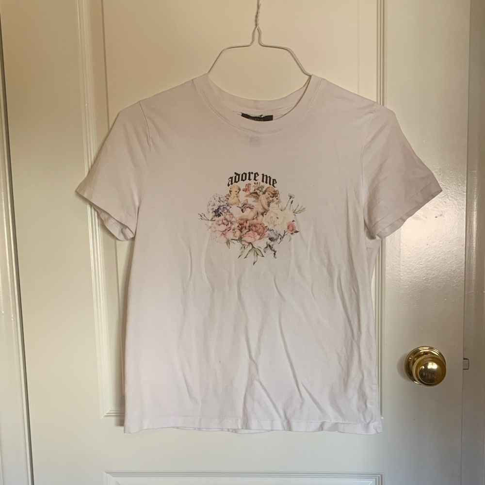 Forever 21 White Floral Graphic Tee